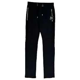 Balmain Drawstring Logo-Print Straight-Leg Sweatpants in Black Cotton Black