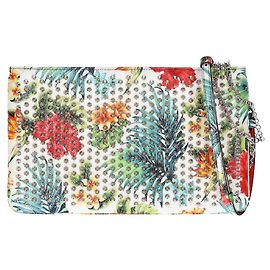 Clutch Christian Louboutin em pele de vitelo prateada e branca Prata Branco