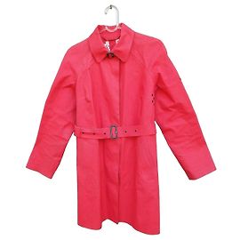 Burberry Red Mackintosh Raincoat with Floral Lining Red