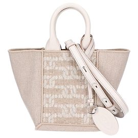 Mini borsa tote Tod's in lino e pelle beige Beige