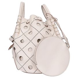 TOD'S Leder Cutwork 2-Way Shoulder Bucket Bag - White Weiß