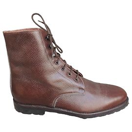 Autre Marque James Armstrong Brown Grained Leather Lace-up Ankle Boots Brown