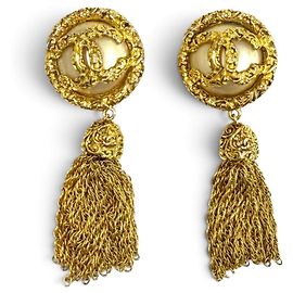 Orecchini Chanel Vintage 93A Coco Mark Lava Pearl D'oro