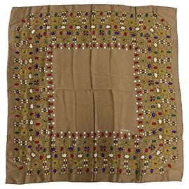 Pañuelo de seda vintage de Chanel con estampado Gripoix Castaño Multicolor
