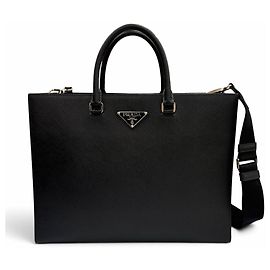 Borsa Tote Prada in pelle Saffiano Nero