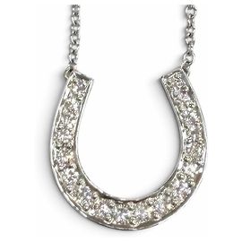 Autre Marque Tiffany PT950 Diamond Horseshoe Necklace Silvery