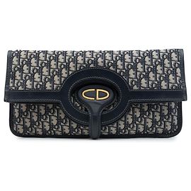 Clutch con solapa Dior Blue Oblique Canvas Azul Azul marino