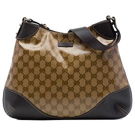 Bolsa Hobo Gucci Brown GG Crystal Marrom