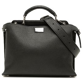 Borsa Fendi Peekaboo Iconic Essential Mini in pelle nera Nero