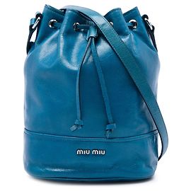 Sac seau Miu Miu en cuir bleu Bleu