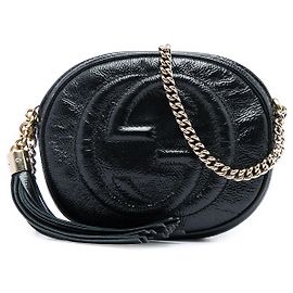 Gucci Mini Borsa a tracolla Soho Chain in vernice nera Nero
