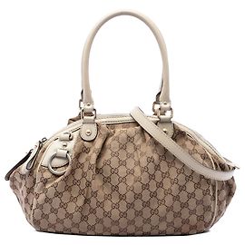 Bolsa Satchel Gucci Sukey em lona GG bege Bege