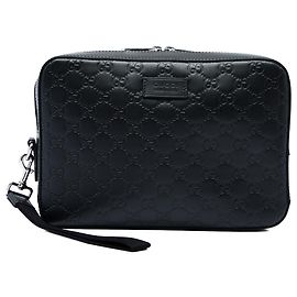 Clutch de muñeca Gucci Guccissima negra Negro