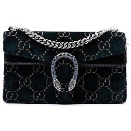 Borsa a tracolla Dionysus in velluto GG blu Medium di Gucci Blu Blu navy