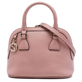 Bolsa Dome Gucci Mini em couro de bezerro rosa com pingente GG Rosa