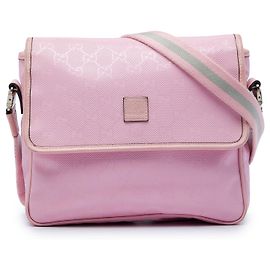 Bolsa Messenger Gucci Kids rosa com estampa GG e Web Rosa