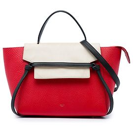 Céline Bolsa de cintura Celine Mini Tricolor em couro de bezerro granulado vermelho Vermelho