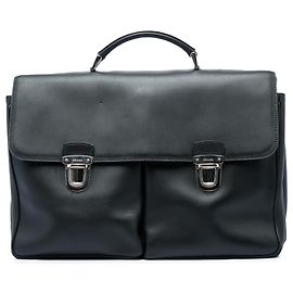 Prada Black City Calf Double Push Lock Business Bag Black
