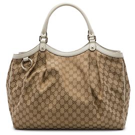 Gucci Beige Large GG Canvas Sukey Tote Beige