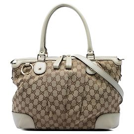 Bolso Satchel Gucci Beige GG Canvas Sukey Beige