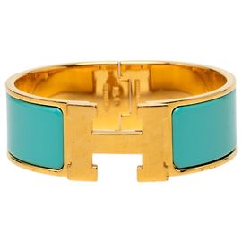Pulsera Clic H PM de esmalte azul ancho Hermès Azul Otro