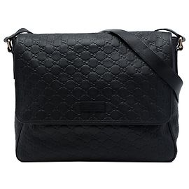 Sac messager Gucci Black Guccissima Noir