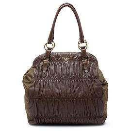 Prada Brown Nappa Gaufre and Tessuto Tote Brown Dark brown