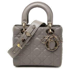 Autre Marque Dior Gray Small Lambskin Cannage My ABCDior Lady Dior Marrom