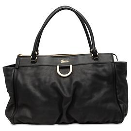 Tote Gucci Abbey D Ring em couro de bezerro preto Preto