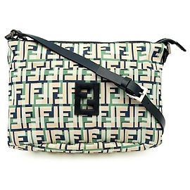Borsa a tracolla Fendi Zucca Beige Verde Crudo Blu navy