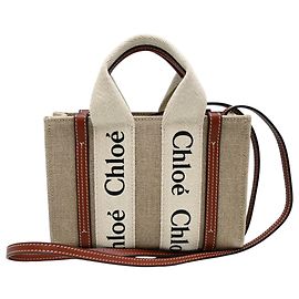 Borsa Tote Chloé Woody Mini Marrone Beige
