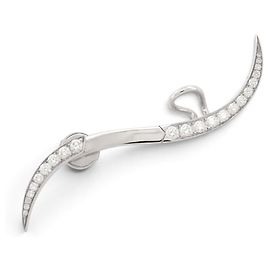NEW MESSIKA DAISY ROCK 6511 SINGLE HOOP EARRING 18K WHITE GOLD DIAMOND 3.9G Silvery