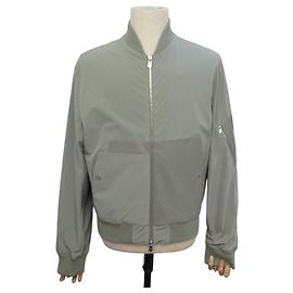 Hermès NEUF VESTE HERMES BLOUSON ZIPPE BORD COTE M 48 EN COTON GRIS GREY JACKET Gris