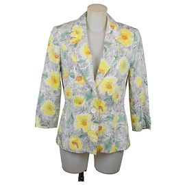 Autre Marque MAX&Co. Blazer Floral de Algodão Branco Verde Laranja Cinza Amarelo