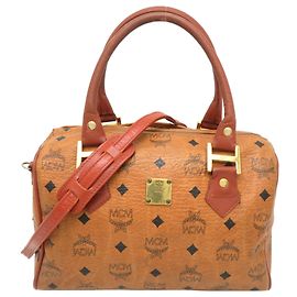 Borsa Boston MCM da donna, marrone Marrone