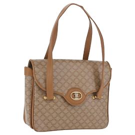 Céline Sac à main CELINE Macadam PVC Cuir Beige Doré Auth ti4018 Beige Autre