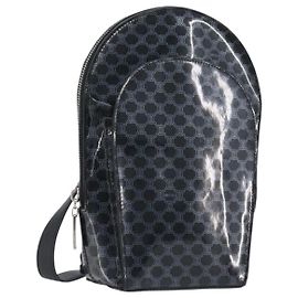 Céline Mochila CELINE Macadam Canvas Vinyl Black Silver Auth 197837 Preto Prata