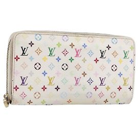 LOUIS VUITTON Monogram Multicolor Zippy Long Wallet White M60241 LV Auth BA15741 Branco