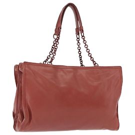 Céline BOTTEGA VENETA Chain Shoulder Bag Leather Red Auth 161765 Red