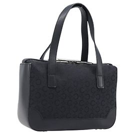 Céline CELINE C Macadam Hand Bag Canvas Black Silver Auth 202613A Black Silvery