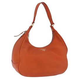 Borsa a tracolla PRADA Vittero Dino Leather Orange Gold Auth 200974SAM D'oro Arancione