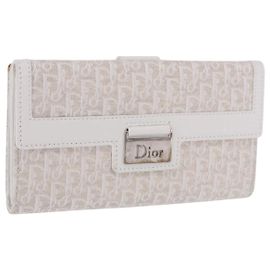Cartera larga Christian Dior Trotter Canvas Beige Silver Auth 201131V Plata Beige