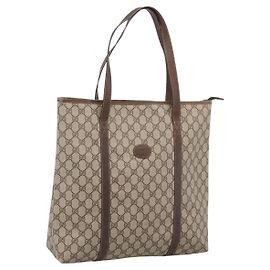 GUCCI GG Supreme Tote Bag PVC Beige Auth 202702 Beige