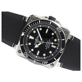 BELL & ROSS BR03 DIVER aço preto 42 MM BR03A-D-BL-ST/SRB Masculino Prata