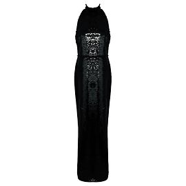 Autre Marque Robe longue / Gown Viba à sequins noirs Safiyaa Noir