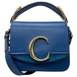 Chloé Borsa a tracolla Mini C in pelle blu Chloe con dettagli dorati Blu