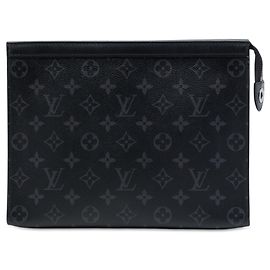 Black Louis Vuitton Monogram Eclipse Pochette Voyage MM Clutch Bag Black