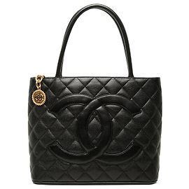 Black Chanel Caviar Medallion Tote Black