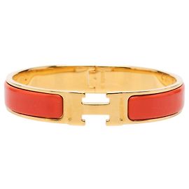 Pulsera Clic H PM estrecha de esmalte rojo Hermès Roja
