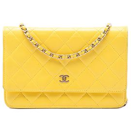 Borsa a tracolla Chanel CC Quilted Lambskin Wallet on Chain Gialla Giallo